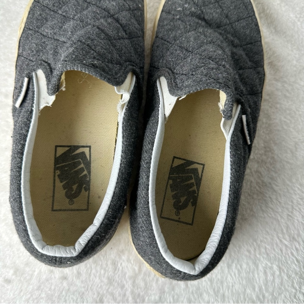 Vans Classic Gray Quilted Slip-On Loafers Canvas Unisex Men’s 5.0 Or Women’s 6.5 - Picture 9 of 15